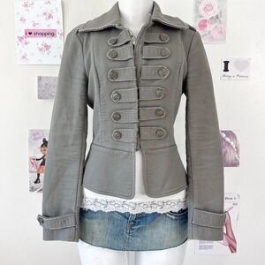 Banana Republic Y2K Grey Canvas Military Peacoat Size 6 — Academic / Indie